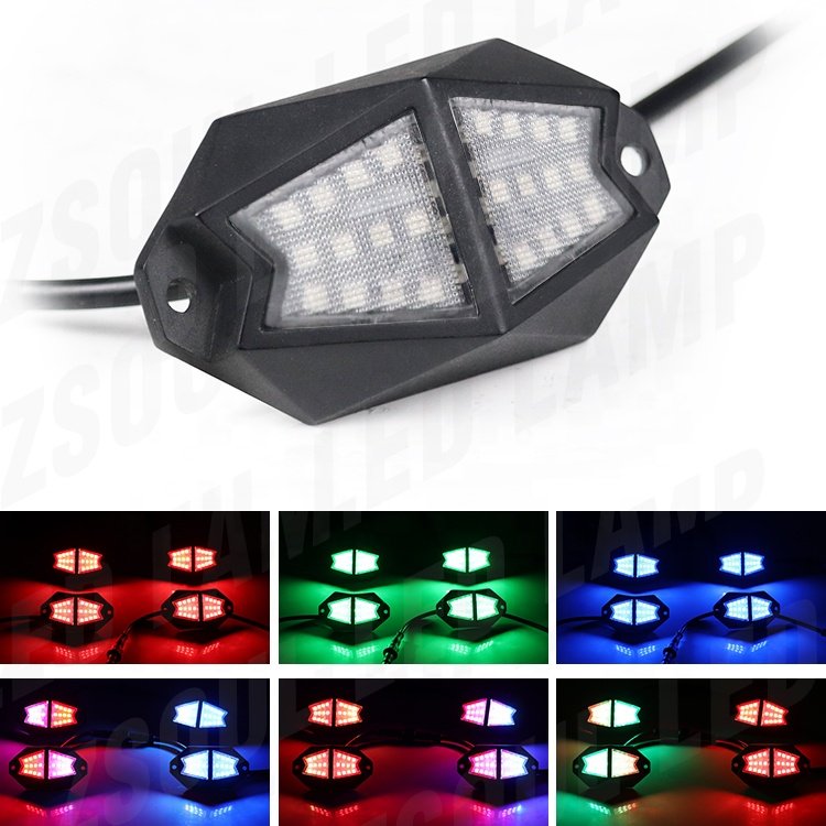 Super Bright 8 Pods LED Rock Neon Underglow Light 4 6 12 Pods Kit Chasing Color for Truck ATV UTV Polaris RZR Can Am