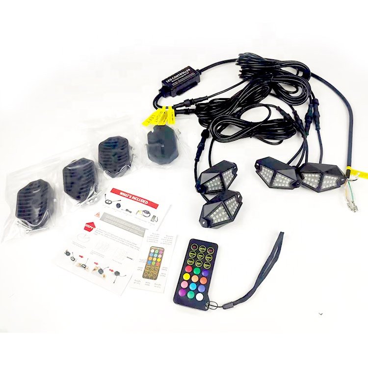 Super Bright 8 Pods LED Rock Neon Underglow Light 4 6 12 Pods Kit Chasing Color for Truck ATV UTV Polaris RZR Can Am