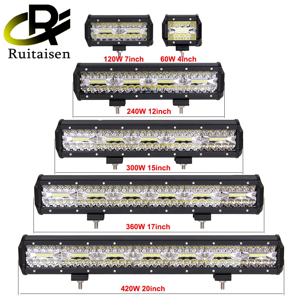 4" 7" 9" 12" 15" 17" 20 Inch LED Light Bar LED Work Light Combo Beam for Car Tractor Boat OffRoad 4x4 Truck SUV ATV 12V 24V