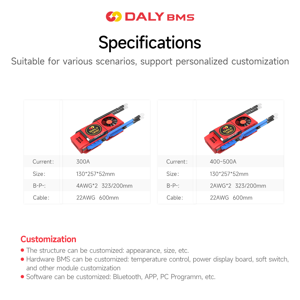 Daly Smart LFP BMS For Forklifts ATV LifePO4 4S 12V 8S 24V 16S 48V 300A-500A Battery Management System BMS
