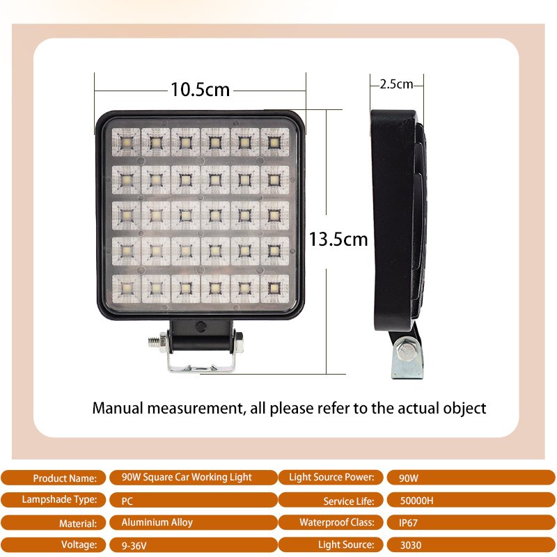 HearxinLED Waterproof IP68 LED Work Lights for Truck Pickup ATV SUV Boat Vehicle Light 90W 9-36V Super Bright Led Spotlight