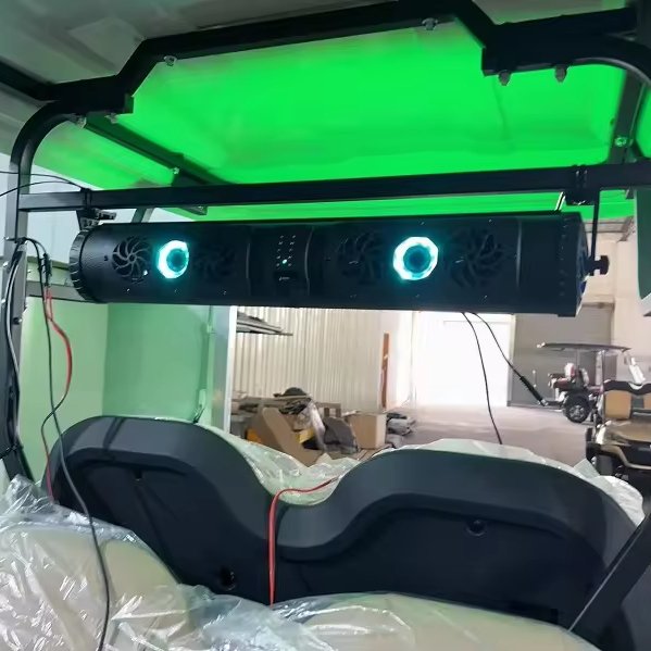 ATV UTV Golf Cart Outdoor Usb Sound bar Speaker for 12 Volt BT Connector 8 Speaker Soundbar Waterproof with LED Lighting