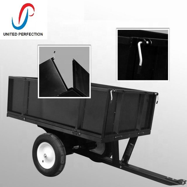 300L 10 CUFT Flat Bed Heavy Load Garden Utility Cart 2-Wheel Farm ATV Dump Trailer With Golf Cart Features