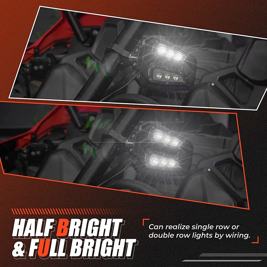 New 1.5"-2" Universal Foldable Rotatable Side Rear View Mirror With Amber Turning Light Fit For ATV UTV