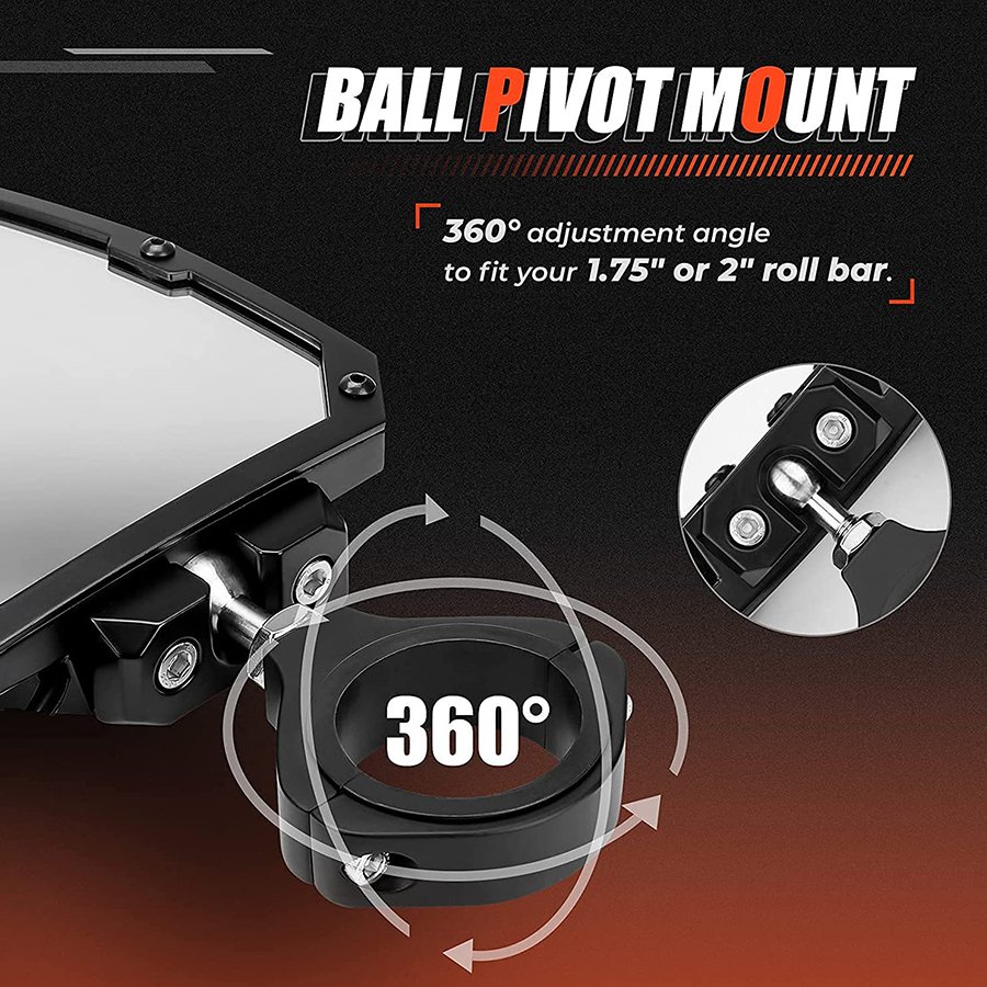 New 1.5"-2" Universal Foldable Rotatable Side Rear View Mirror With Amber Turning Light Fit For ATV UTV