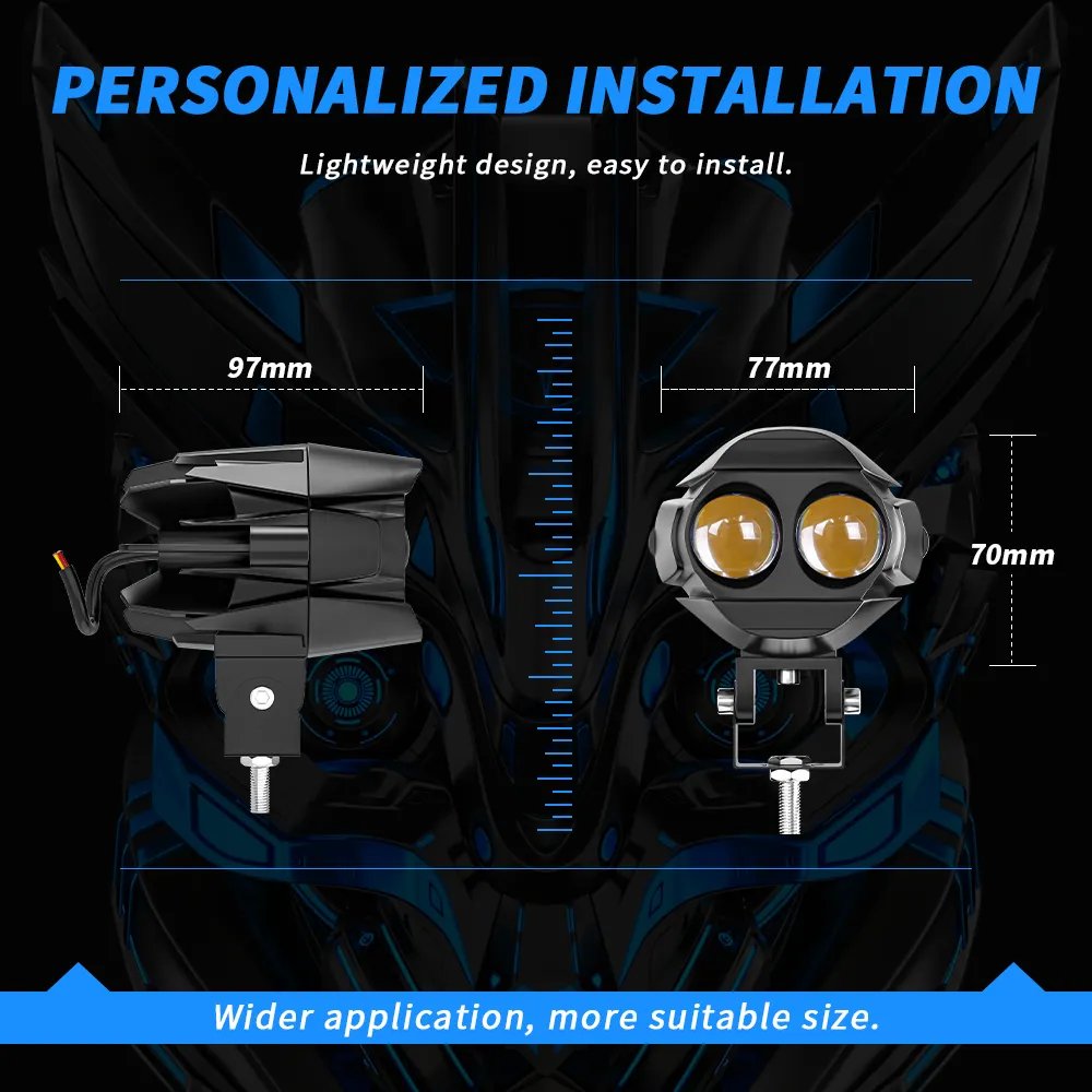 Motorcycle LED Driving Fog Light Amber White Dual Color Auxiliary Spotlight Compatible With Truck ATV Motorcycle Accessories