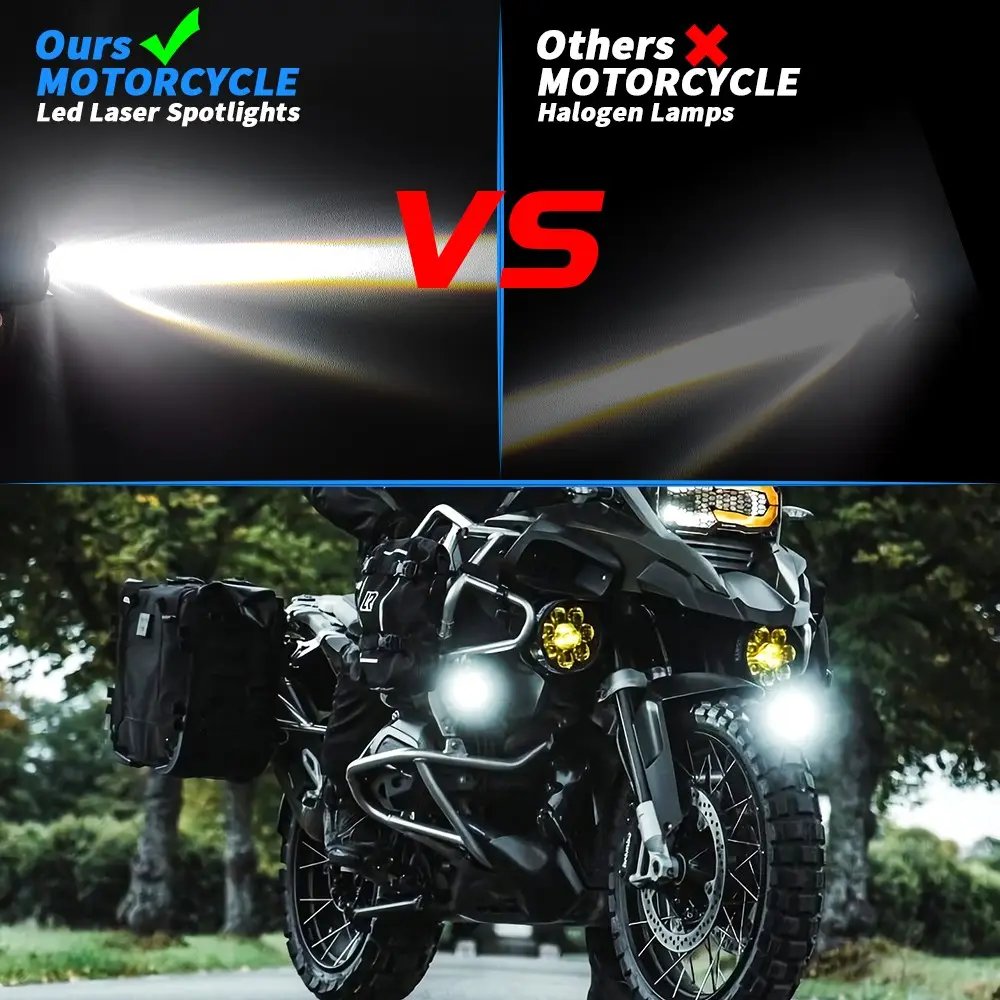 Motorcycle LED Driving Fog Light Amber White Dual Color Auxiliary Spotlight Compatible With Truck ATV Motorcycle Accessories