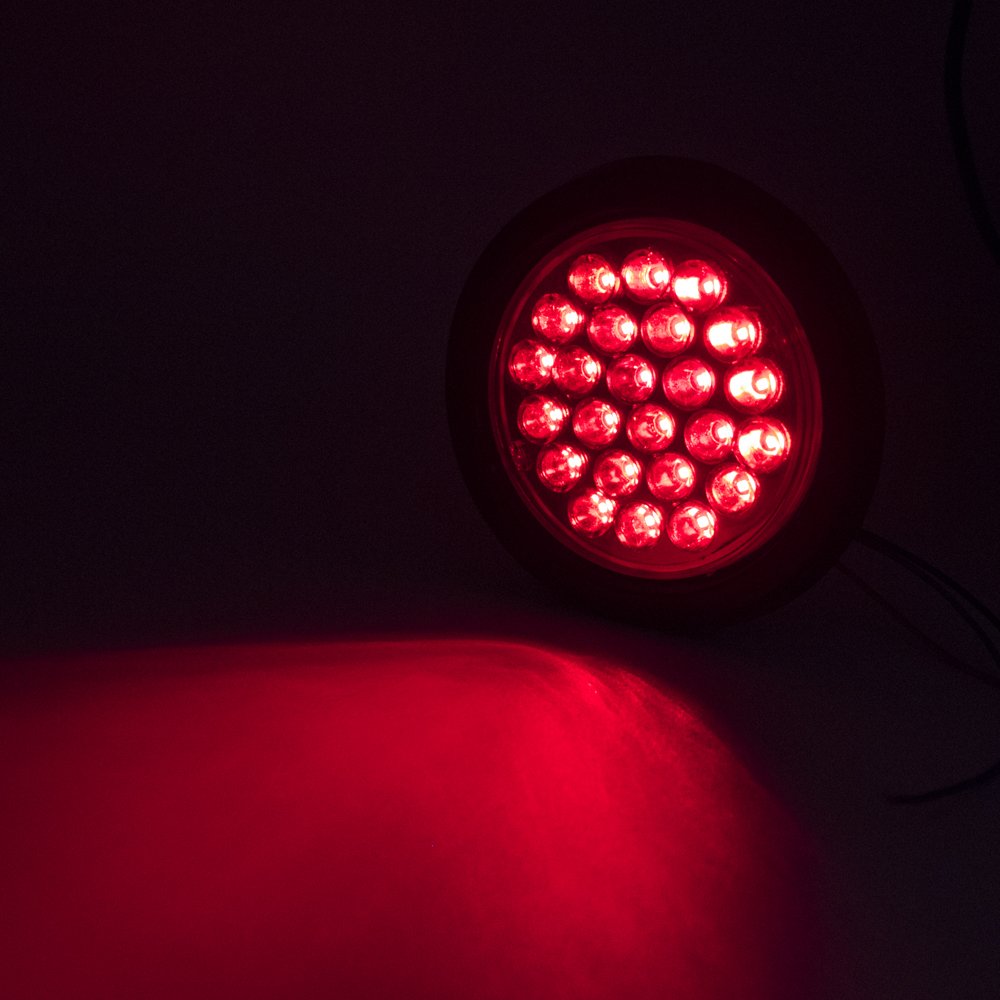 12/24V 24 LED Car Rear Tail Light Brake Stop Side Marker Warning Indicator Truck Trailer Round Reflector ATV Red Yellow White