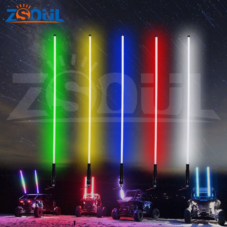 Milky Tube LED Whip for Sand Dune ATV UTV LED Flag Pole Light With Flexible Tube and Quick Disconnect Mount
