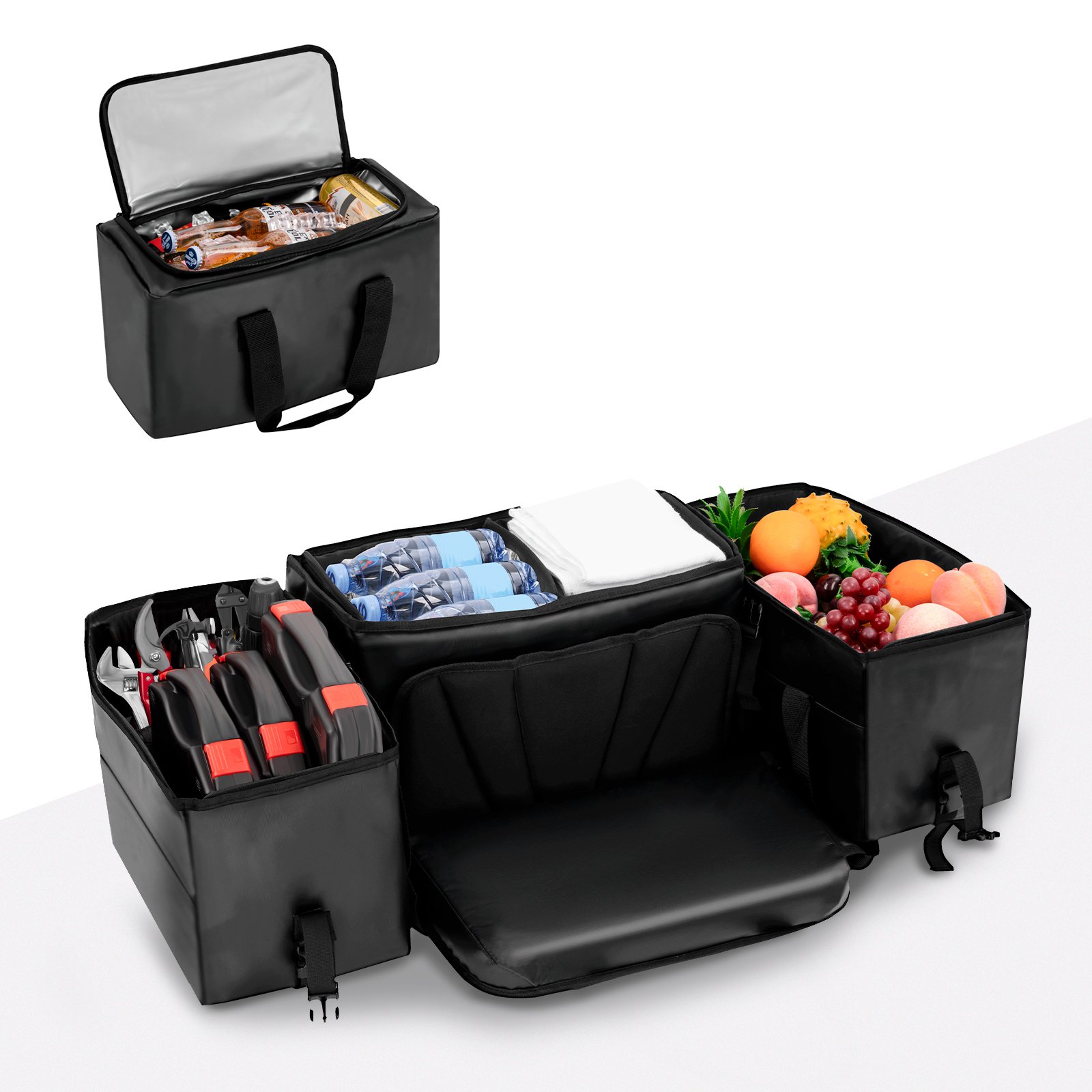 ATV Rear Storage Bag with Cooler Insulated Bag - 63L Cargo Rear Seat Bags, Soft Seat Cushion, Waterproof Cover & 13L Cooler Bag