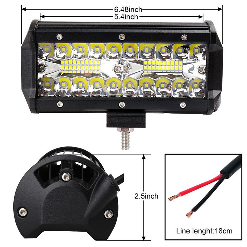 12-24V 7" 120W LED Work Lights Combo Beam Car LED Bar Offroad Driving Lights for Auto Boat Motorcycle Tractor Truck 4x4 SUV ATV