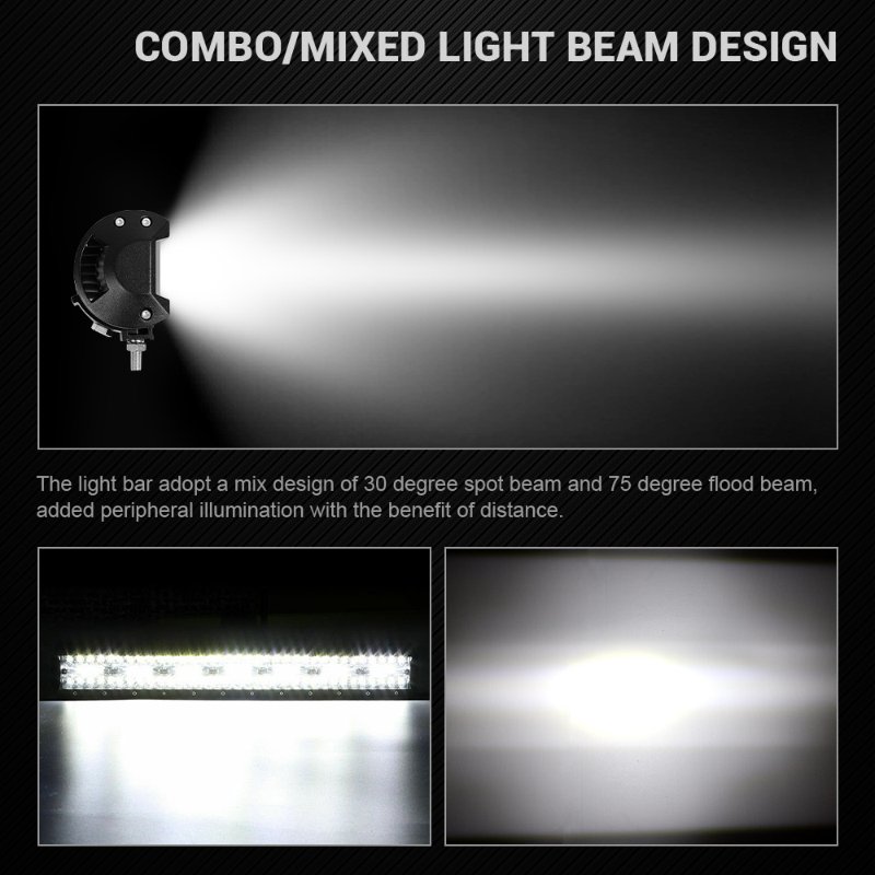 12-24V 7" 120W LED Work Lights Combo Beam Car LED Bar Offroad Driving Lights for Auto Boat Motorcycle Tractor Truck 4x4 SUV ATV