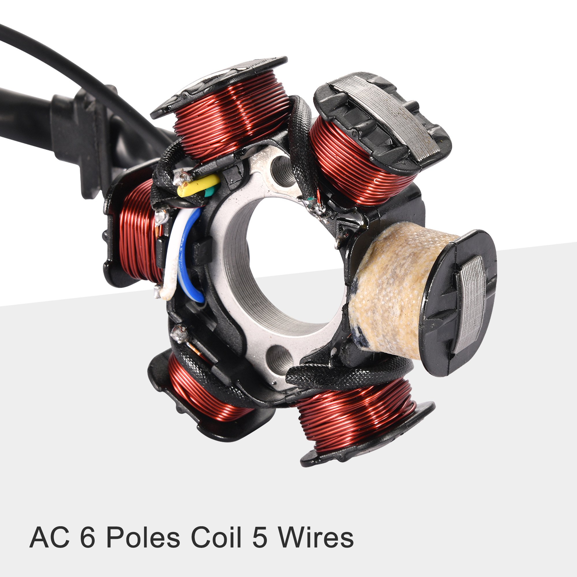 GOOFIT 6 Pole Coil 5 Wires Female Plug AC Half-Wave Ignition Magneto Stator Replacement for GY6 50cc-125cc Engine ATV Quad Pocke