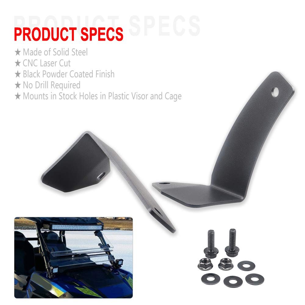 Easily Install 42 Inch RZR Light Bar Spotlight ATV Windshield Mount Bracket Holders for Polaris 1000 2016-2018