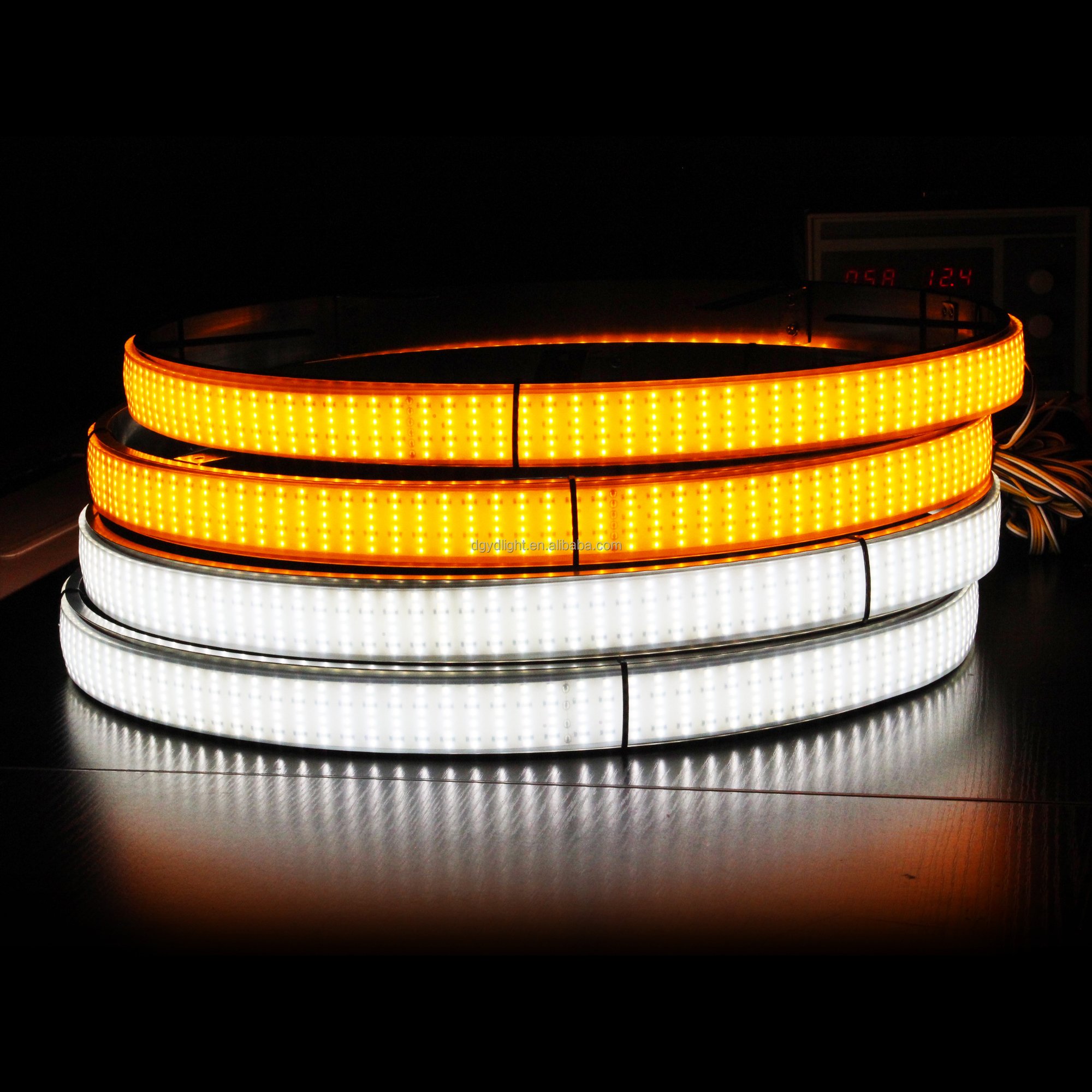 6 Row Sequential Switchback Wheel Lights Kit 17inch LED Wheel Rings Pure White Amber Dual Color LED Strip for Trucks ATV