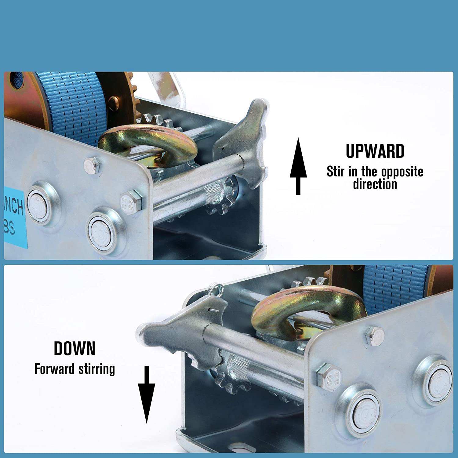 XINQI 3200lbs ATV Boat Winch Strap with Hook - Heavy Duty Hand Crank Winch - Best Boat Trailer Winch
