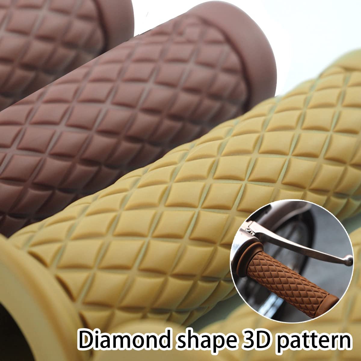 Motorcycle Hand Grips Non Slip Rubber Bar for 7/8" 22mm/24mm Handles Universal Grip for Motorcycle ATV Bike