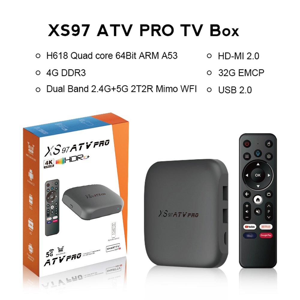 Wholesale Popular XS97 ATV PRO Android12 TV System BT 4.2 Tv Box Android Compatible Youtube With Wholesale New Innovations