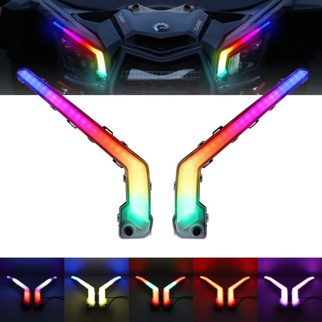 TIYPEOR Dynamic Signature Turn Signal RGB Running Light Led Flowing Eyebrow Lights for Can Am Maverick X3 Turbo R XRC 2017-2018