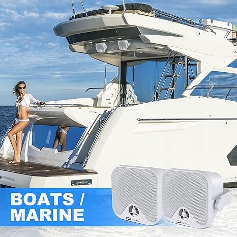 4 Inch 100 Watt Per Pair 2 Way Compact and Powerful Weatherproof Outdoor Marine Speakers for Boat Cars ATV UTV