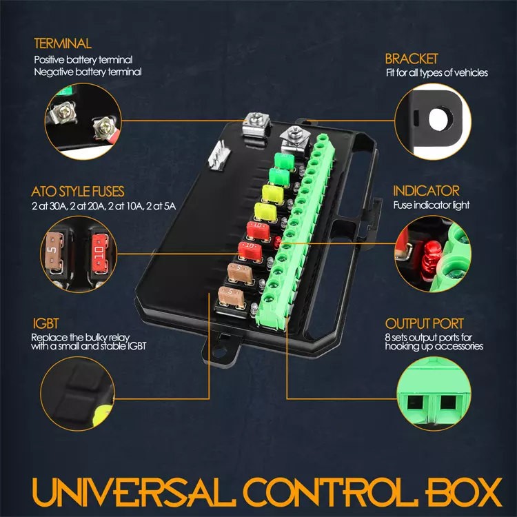 Universal Multifunction 8 Gang RGB Switch Panel W/ APP Blueteeth Controller Car ATV