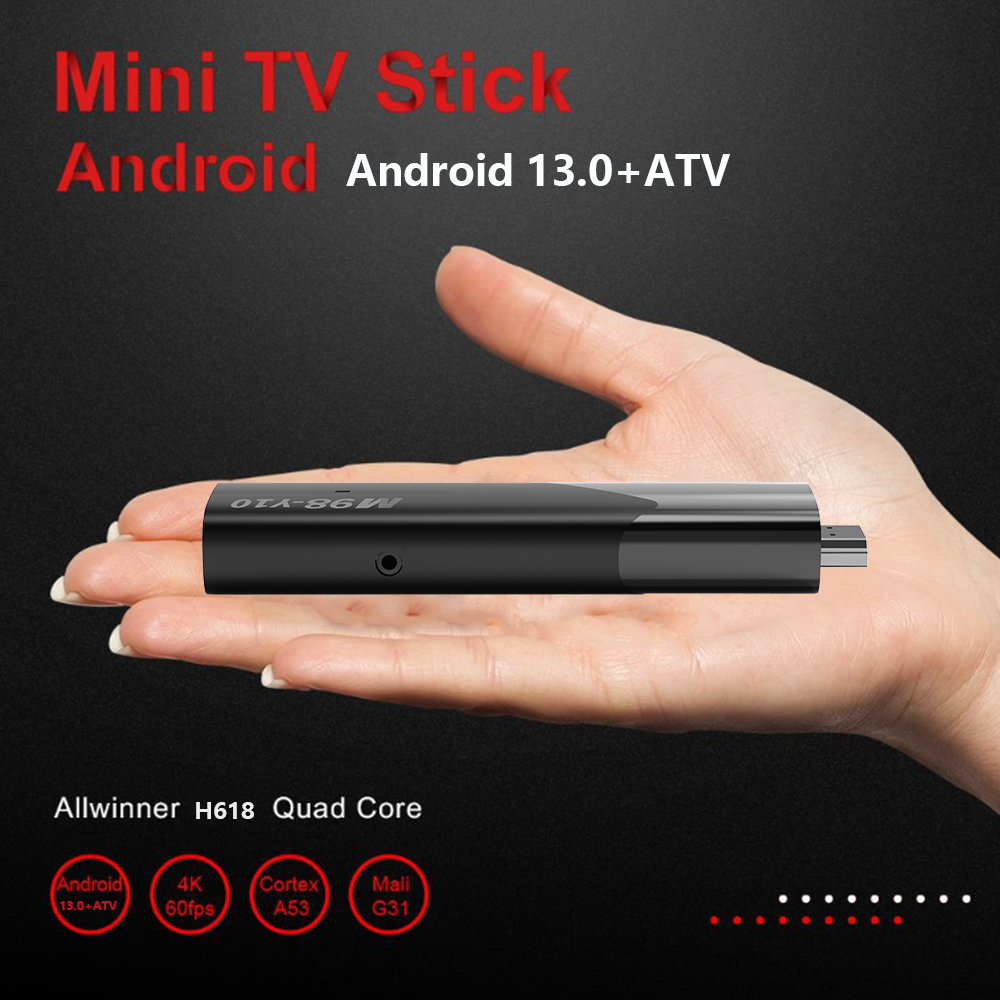 M98 Y10 Tv Stick Android 13.0 ATV TV Box 2.4G +5G Dual Wifi Support BT4.1 Memory 2GB 16GB Fire Tv Stick Media Player
