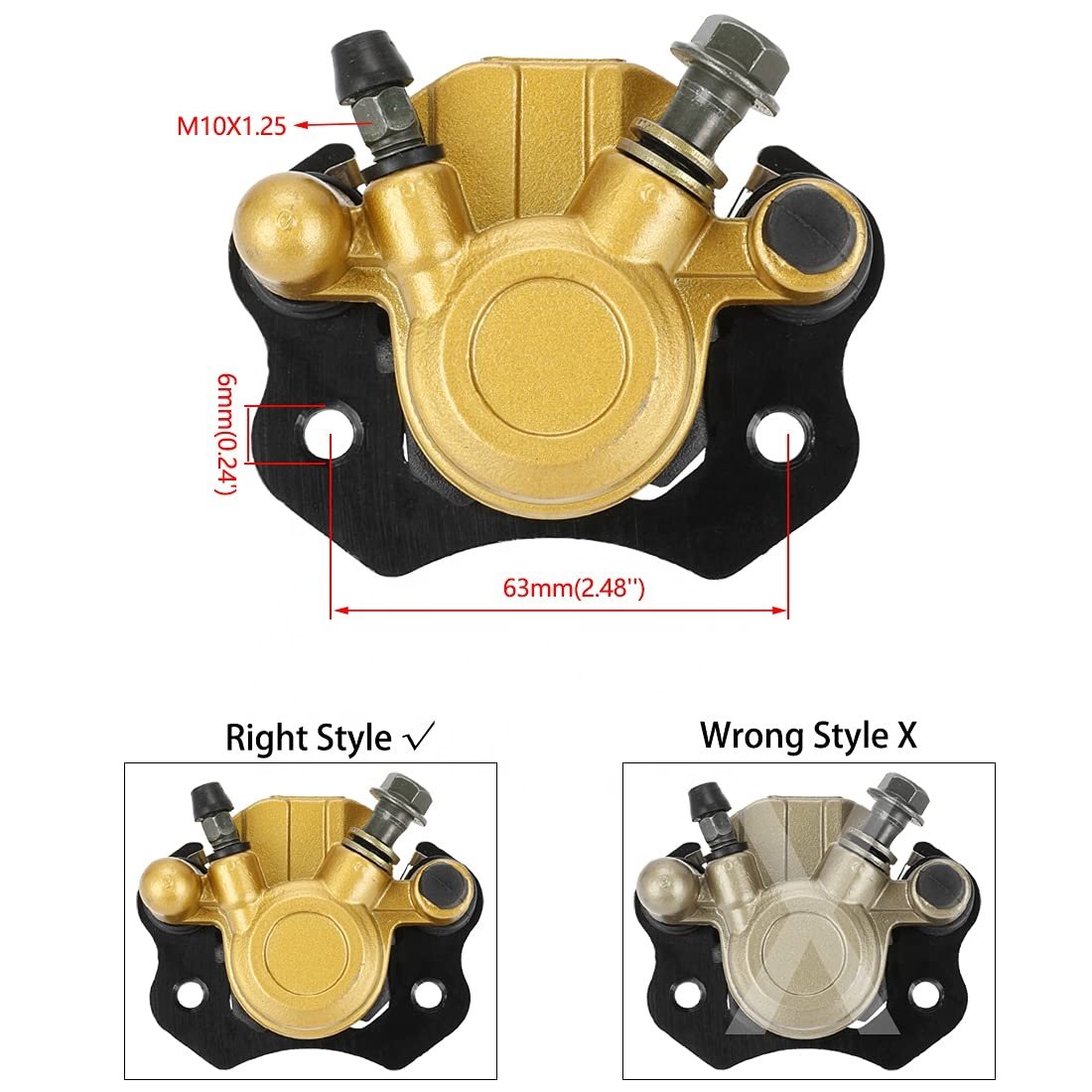 HIAORS Hydraulic Disc Brake Caliper Parts for 110 125cc 150cc 200cc 250cc 196cc 6.5HP Go Kart Dune Buggy Chinese ATV Quad Golden