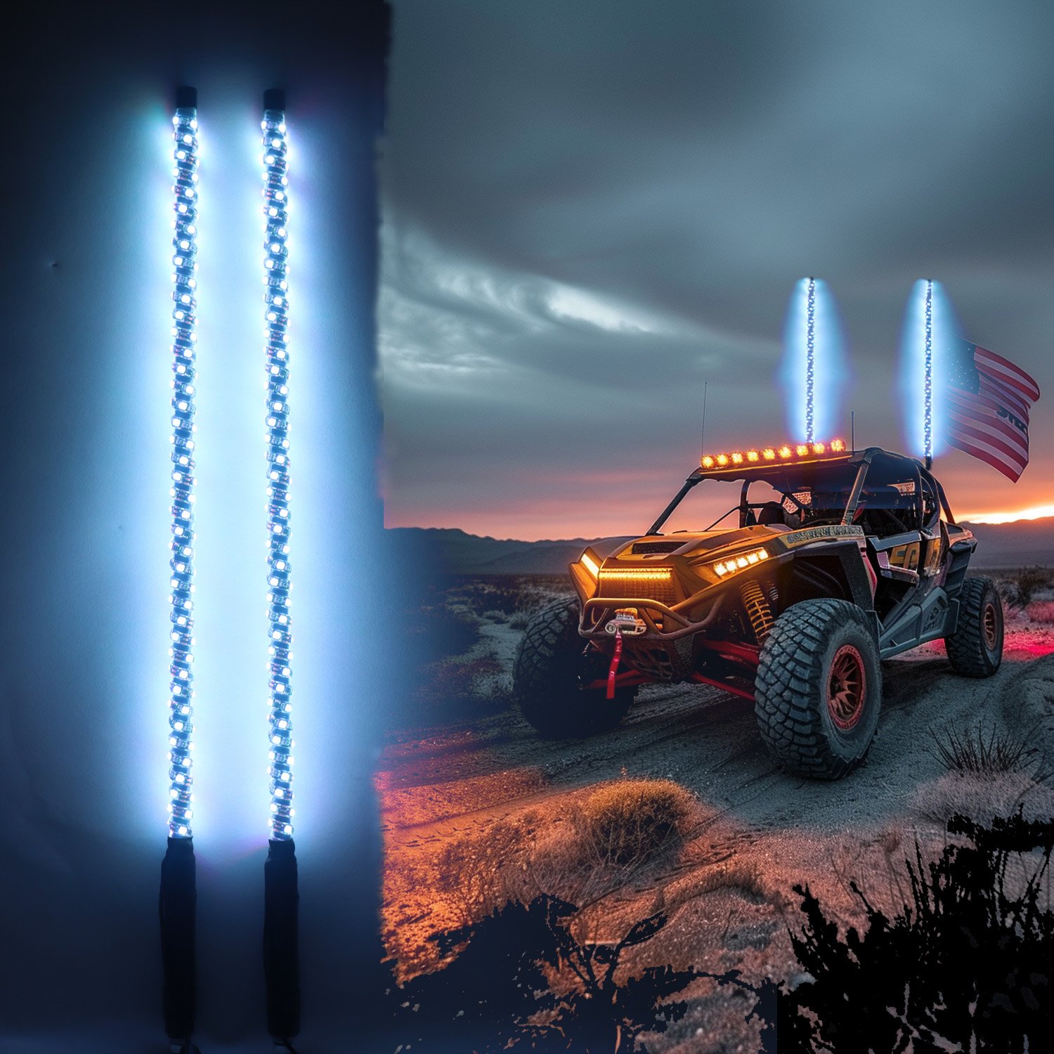 App Remote 2/3/4/5/6ft Led Whip Lights for ATVS UTV Whip Light Mount Spiral Antenna Rgb Multi-colors