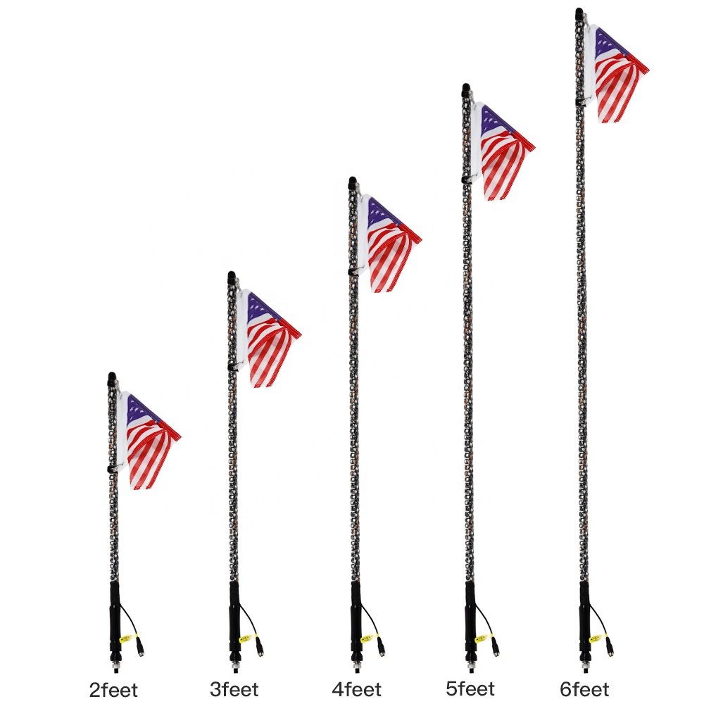 Customizable LED Whip Antennas Flag Light for ATV UTV Buggy RZR, WD WHIP Brand