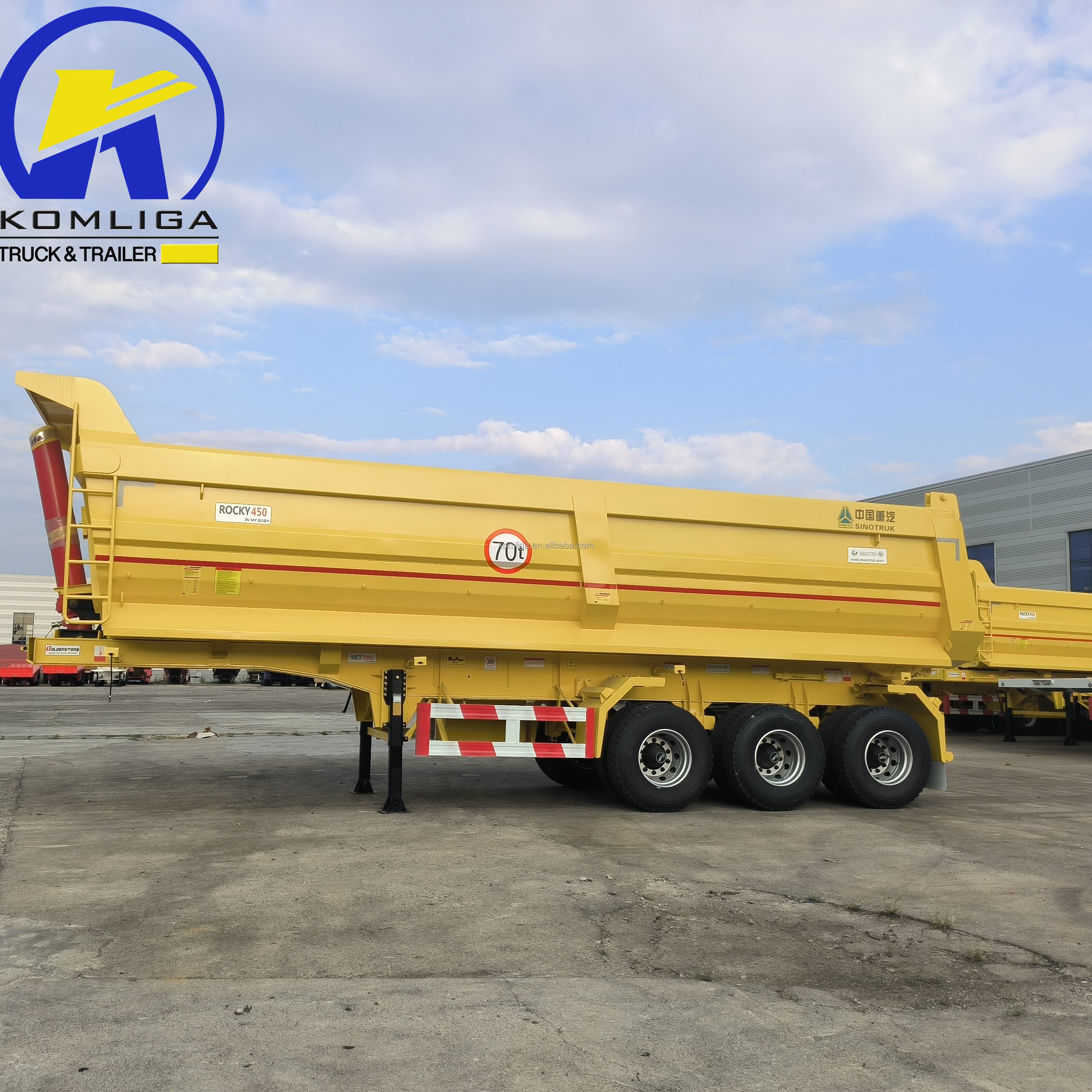 New 3 Axles 4 Axles 80 Tons Atv Dump Trailer 7 X14 Dump Trucks Trailer for Guinea