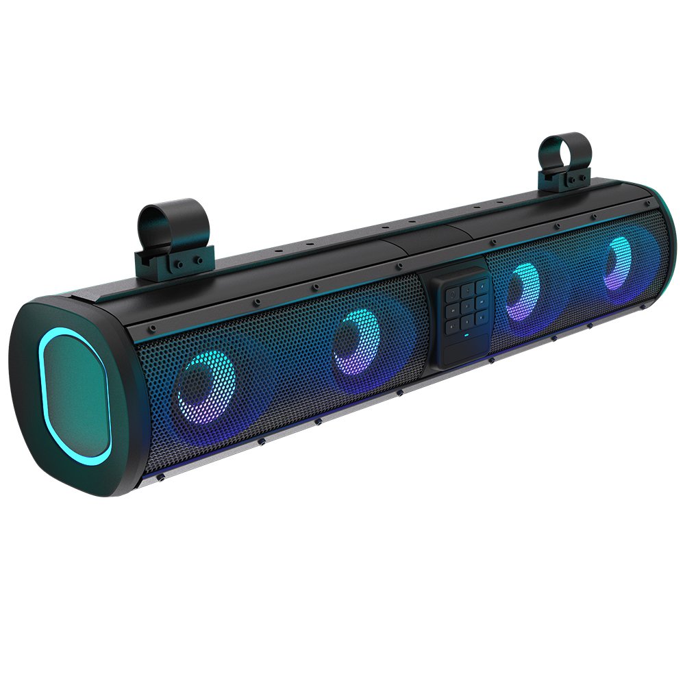 UTV Sound Bar ATV Bluetooth RGB Lighting Sound Bar Waterproof Amplified Powersports SXS Golf Cart Sound Bar