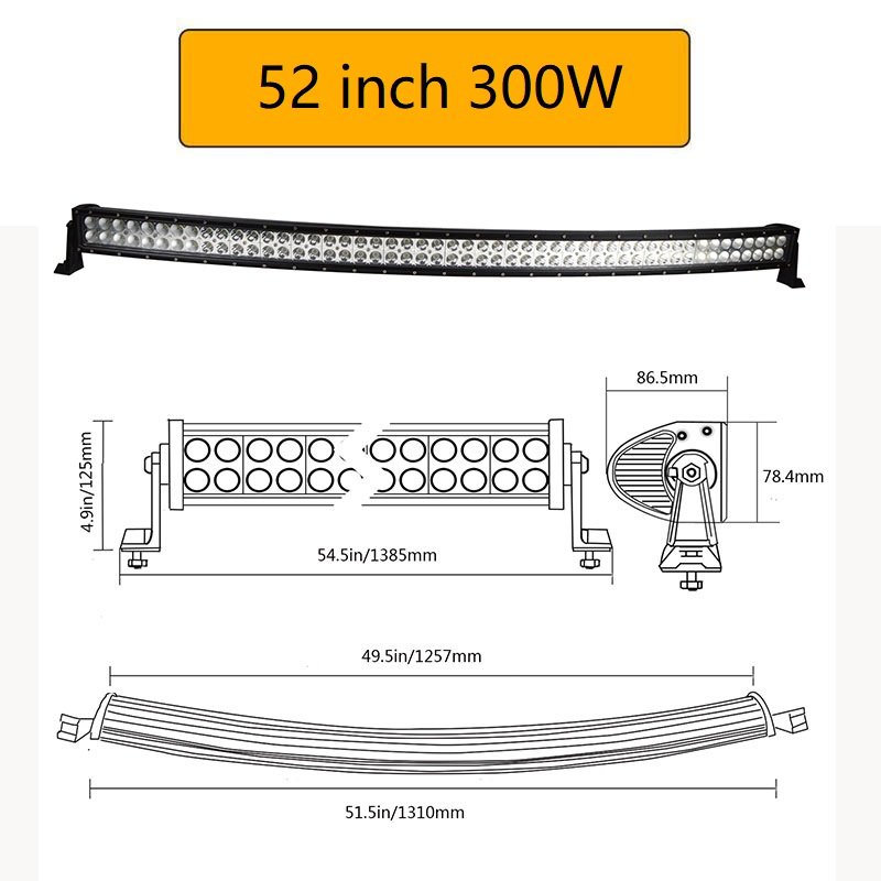 22" 32" 42" 52'' Curved Led Light Bar Combo Beam Led Work Light 3D 7D Car Driving Offroad Truck 4x4 SUV ATV 12V Car Accessories