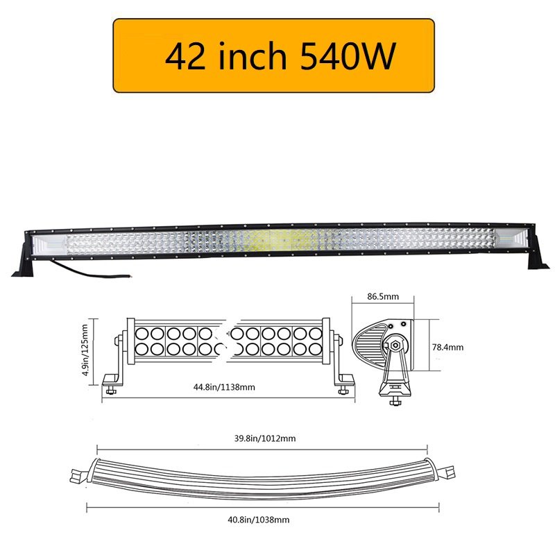 22" 32" 42" 52'' Curved Led Light Bar Combo Beam Led Work Light 3D 7D Car Driving Offroad Truck 4x4 SUV ATV 12V Car Accessories