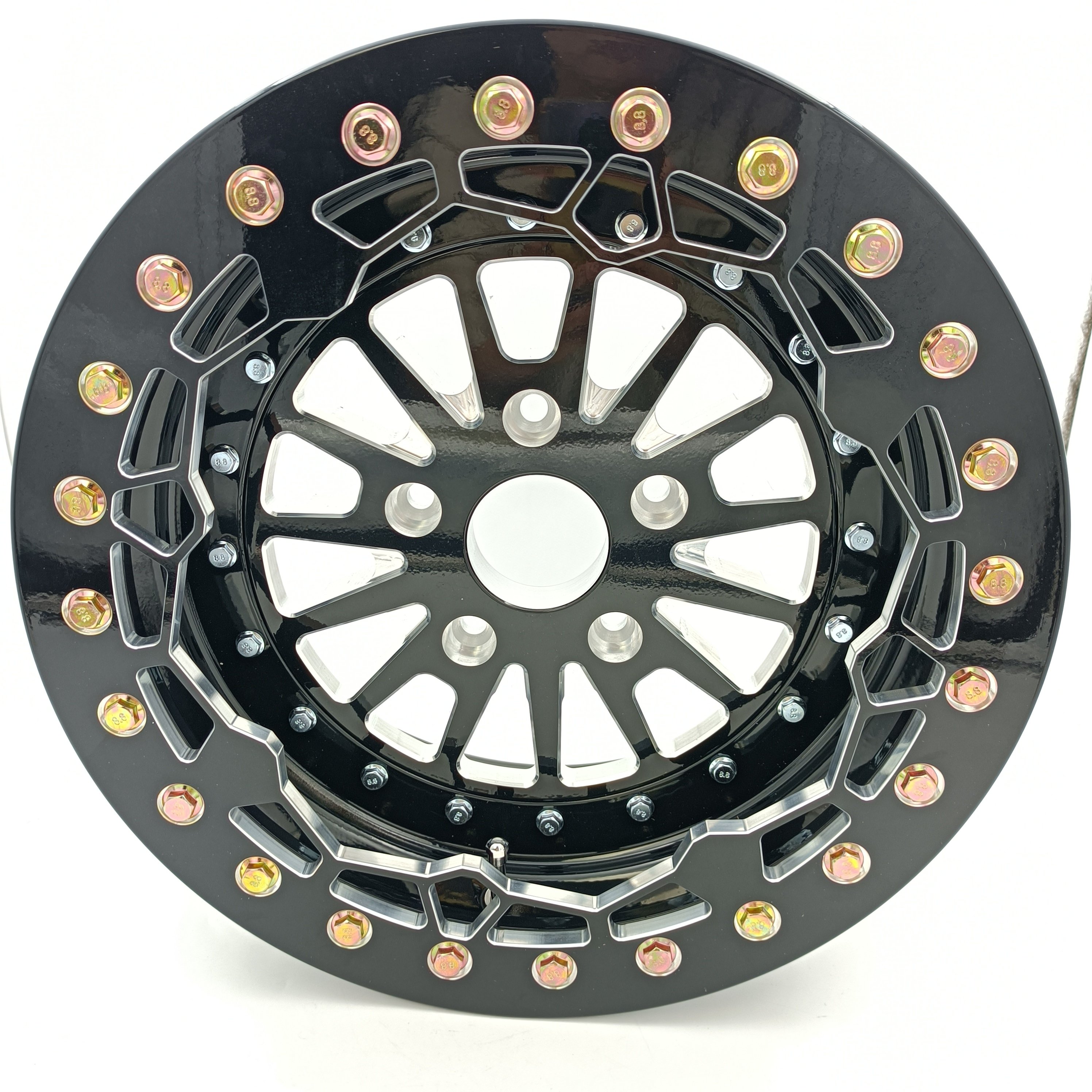 Side by Sides 4x4 ATV UTV Parts 15x7 5/114.3 Center Disc 31mm UTV Wheels Rims 15inch 3 Piece Beadlock Wheels for Polaris RZR Pro