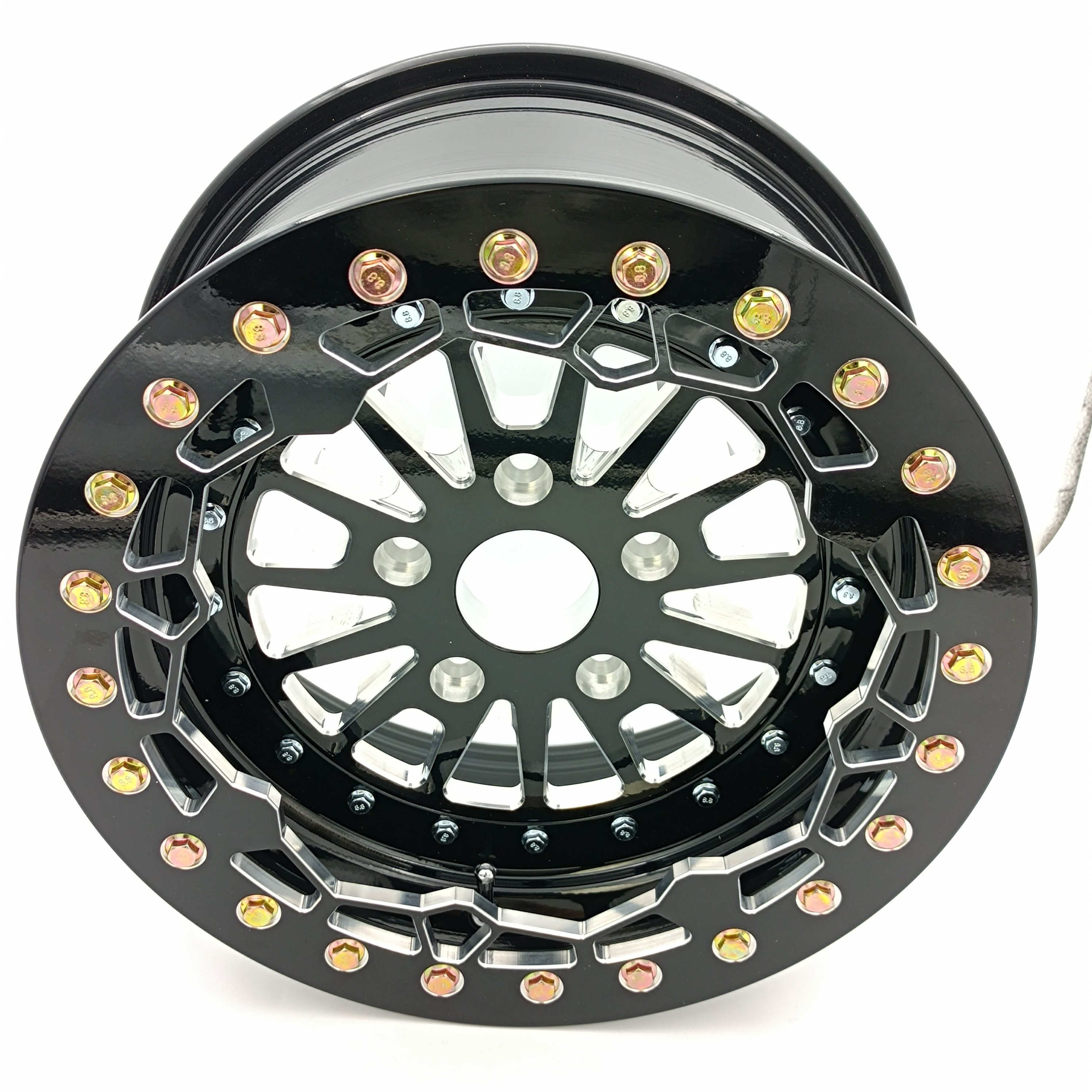 Side by Sides 4x4 ATV UTV Parts 15x7 5/114.3 Center Disc 31mm UTV Wheels Rims 15inch 3 Piece Beadlock Wheels for Polaris RZR Pro