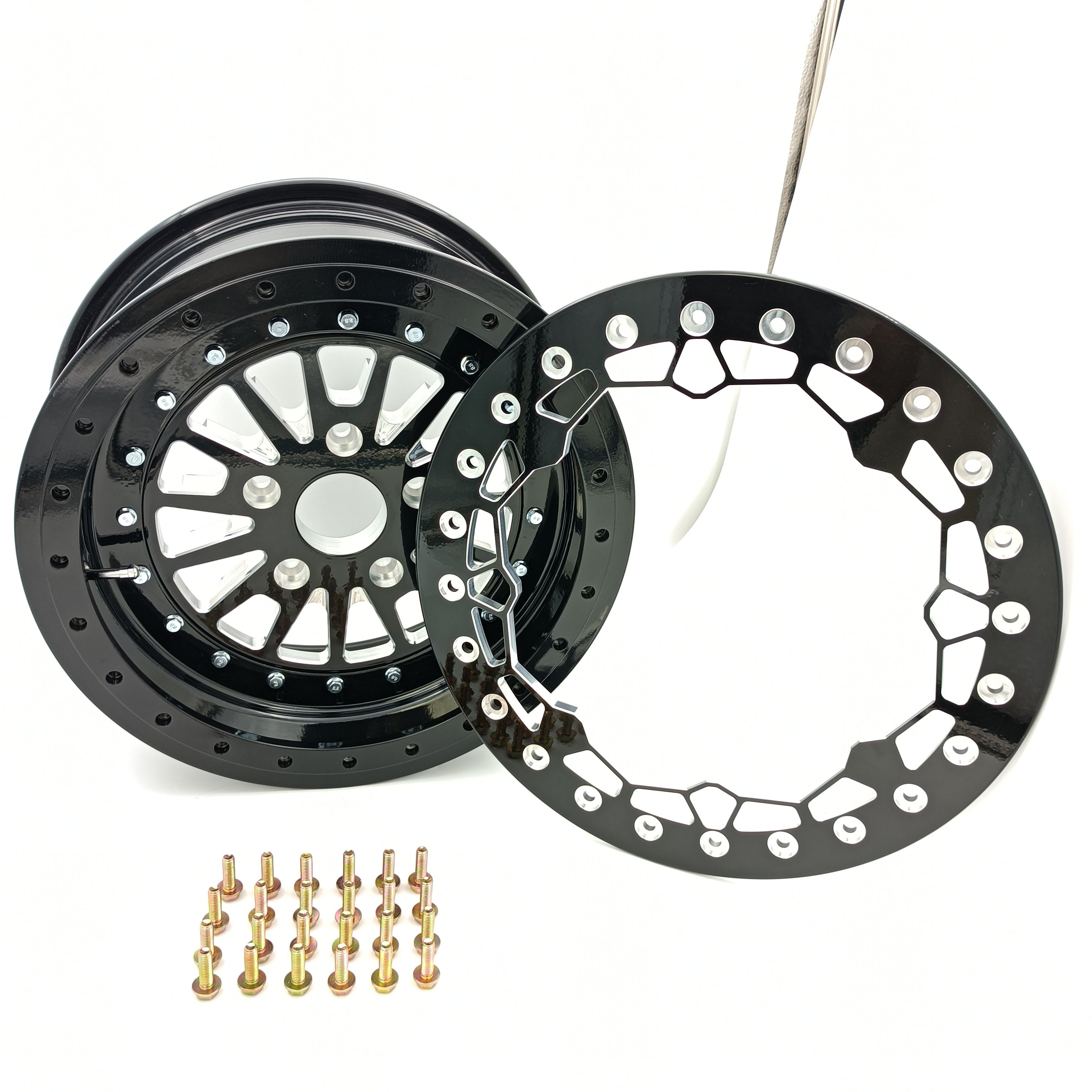Side by Sides 4x4 ATV UTV Parts 15x7 5/114.3 Center Disc 31mm UTV Wheels Rims 15inch 3 Piece Beadlock Wheels for Polaris RZR Pro