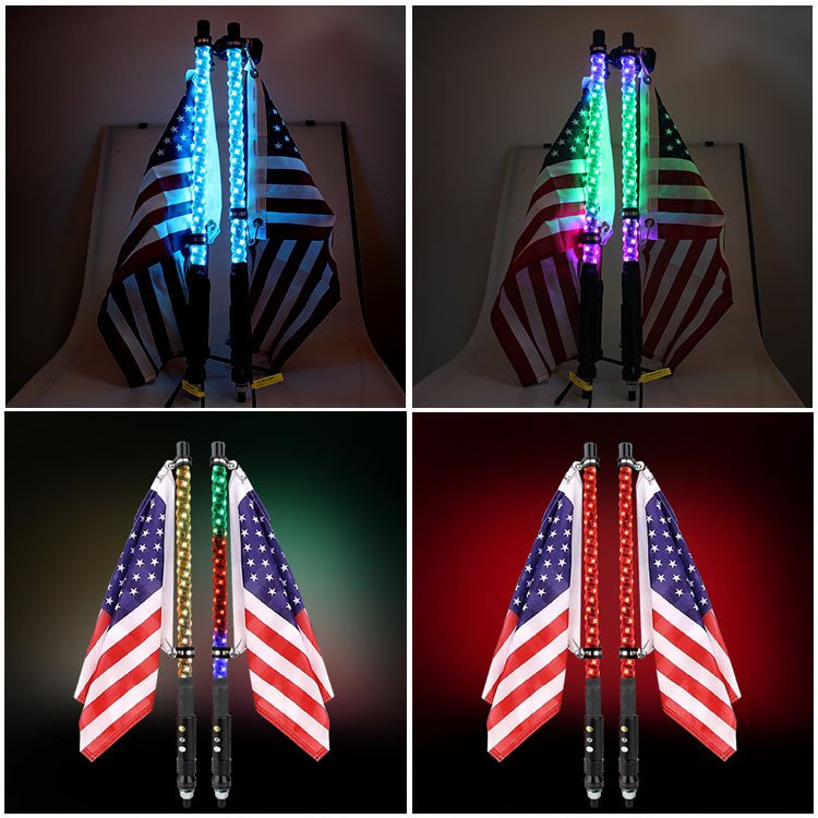 Spiral Led Whip Lights RGB Antennas Whips Lamp Accessories 360 Degree Spiral LED Whip Lights for UTV Off-Road Vehicle ATV