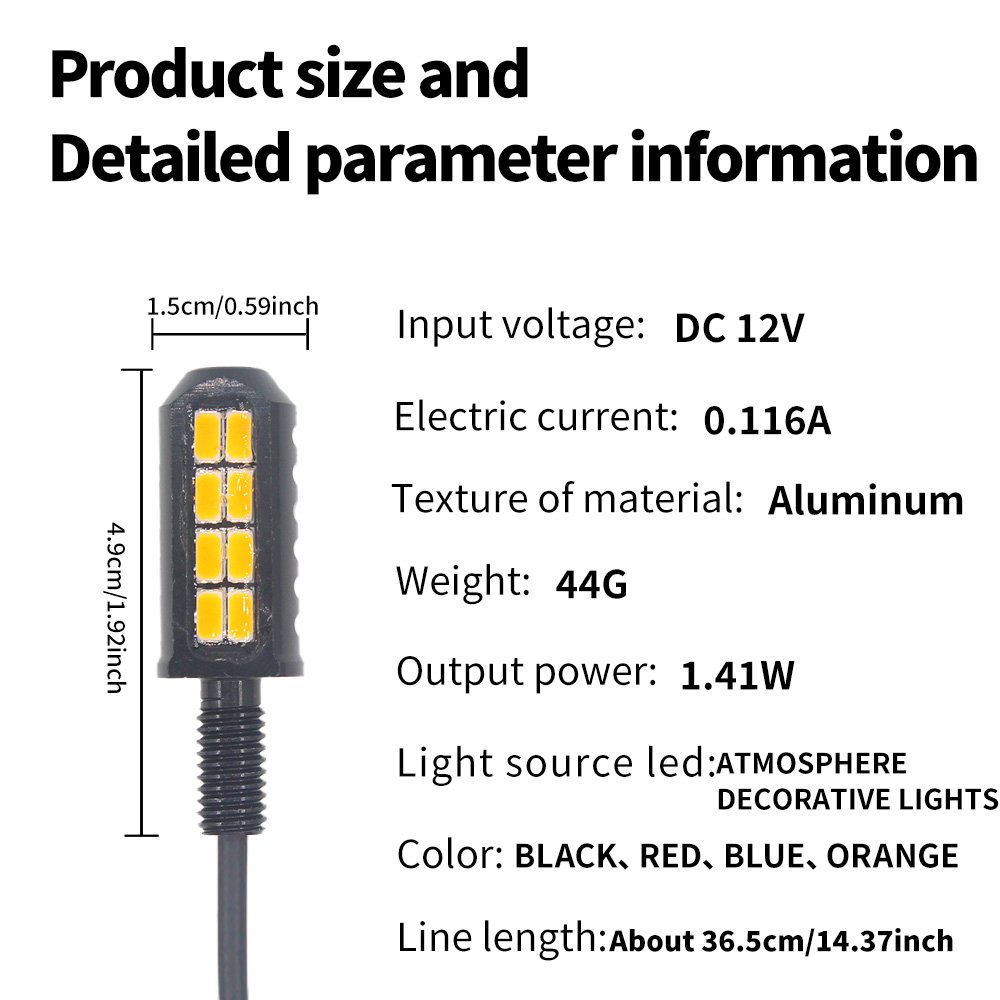 12V Motorcycle License Plate Light Lamp 8 LED Waterproof Screw Bolt Lights for Car Truck ATV Motorcycle Bike