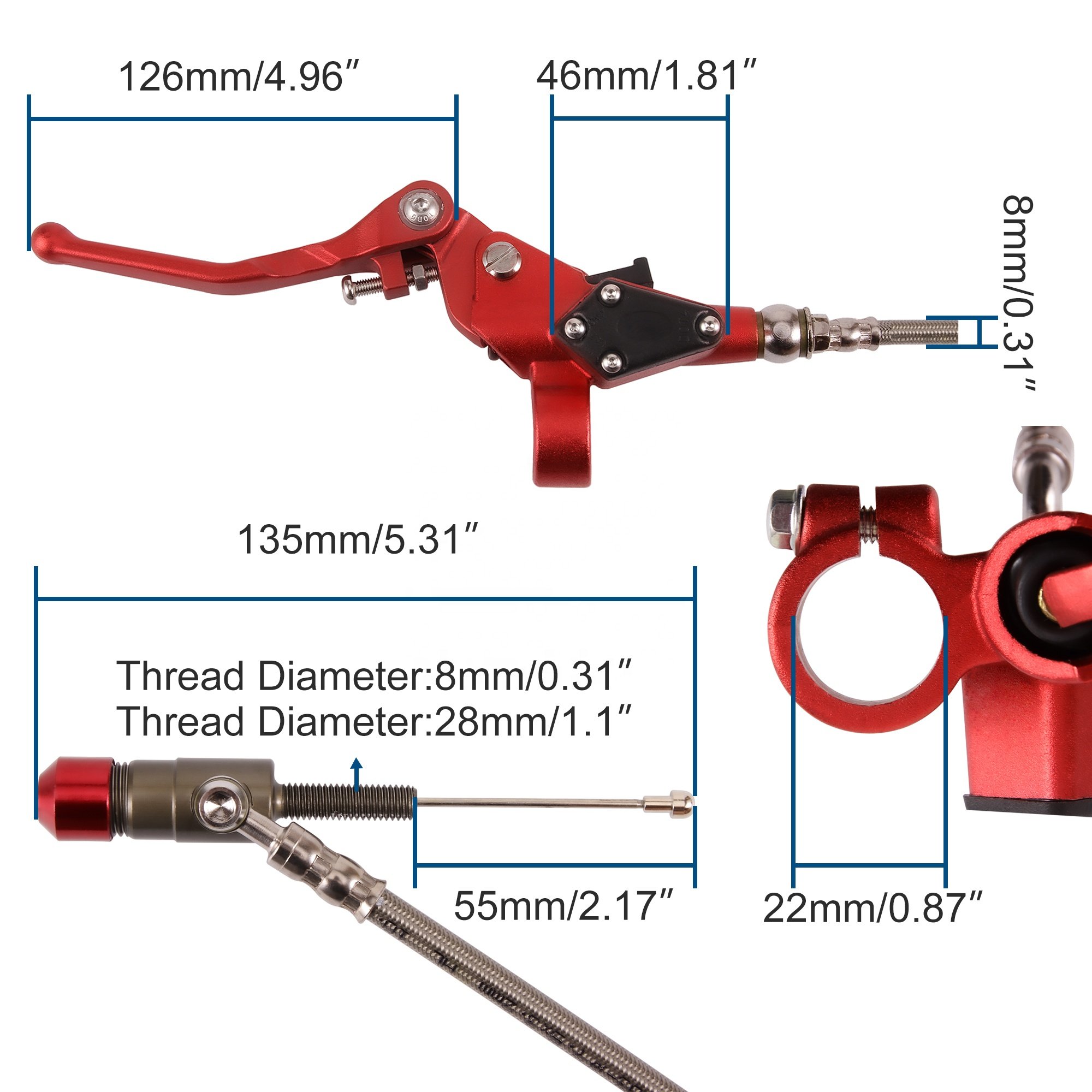GOOFIT 1200mm Hydraulic Clutch Lever Master Cylinder Fluid Reservoir Lever for Off Road Motorcycle Pit Dirt Bike ATV Quad