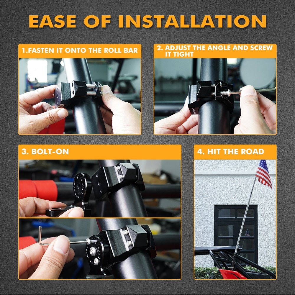 NiceCNC Universal Adjustable UTV ATV 1.75"-2" Light Flag Mount Bracket for Yamaha Can Am X3 Polaris RZR 900 1000 Kawasaki Honda