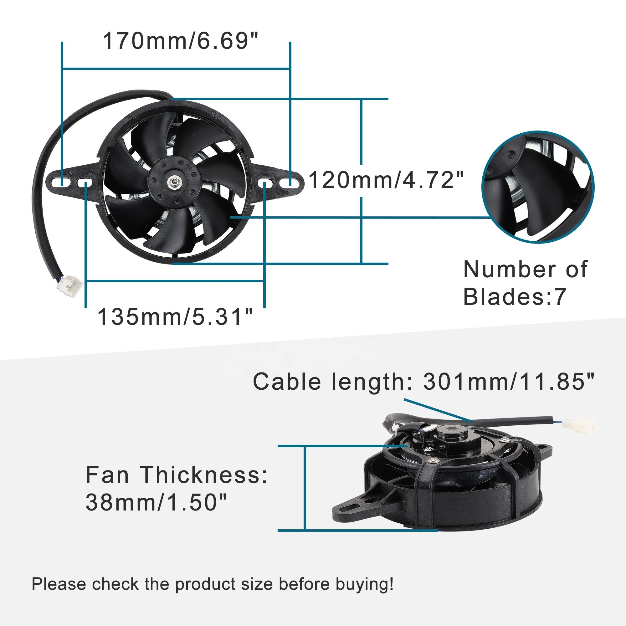 GOOFIT 12V DC Motorcycle Radiator Cooling Fan Fit for 150cc 200cc 250cc Water Cooled 4 Wheeler ATV Dirt Pit Bike CRF KLX 250