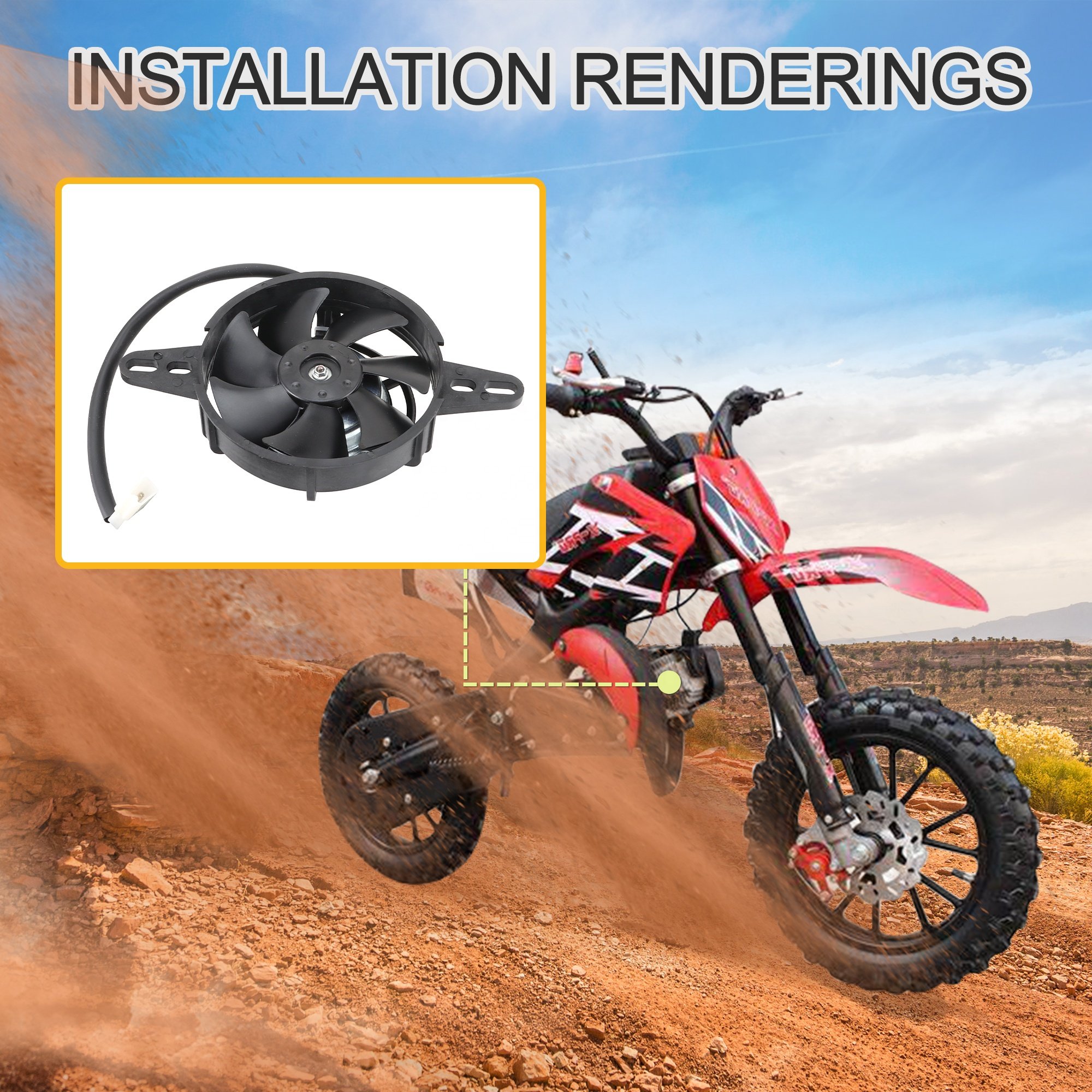 GOOFIT 12V DC Motorcycle Radiator Cooling Fan Fit for 150cc 200cc 250cc Water Cooled 4 Wheeler ATV Dirt Pit Bike CRF KLX 250