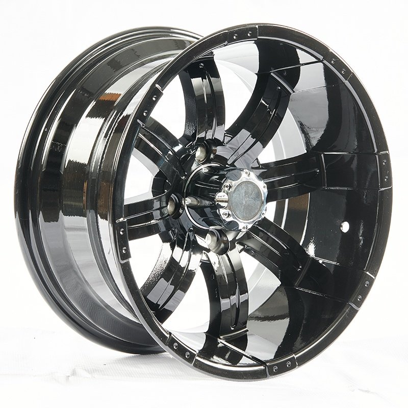 14 Inches Golf Cart Tire and Wheel Combo 23x10-14 All Terrain Tires 14"x7" Moto Machined Black Aluminum Wheel