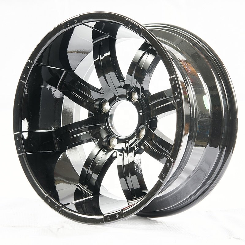 14 Inches Golf Cart Tire and Wheel Combo 23x10-14 All Terrain Tires 14"x7" Moto Machined Black Aluminum Wheel