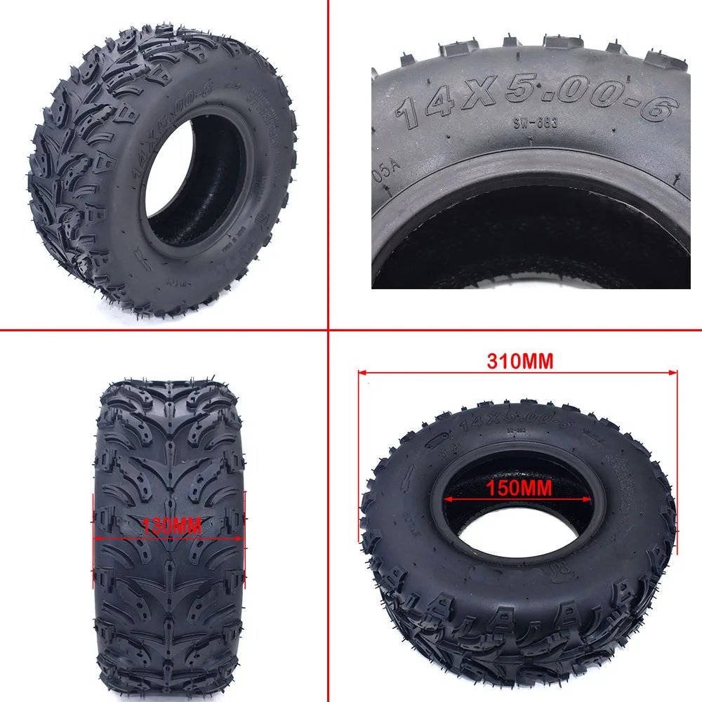 14 X 4.10-6 Front Tire or 14 X 5.00-6 Rear Tyre for Mini ATV Quad 49CC 50CC