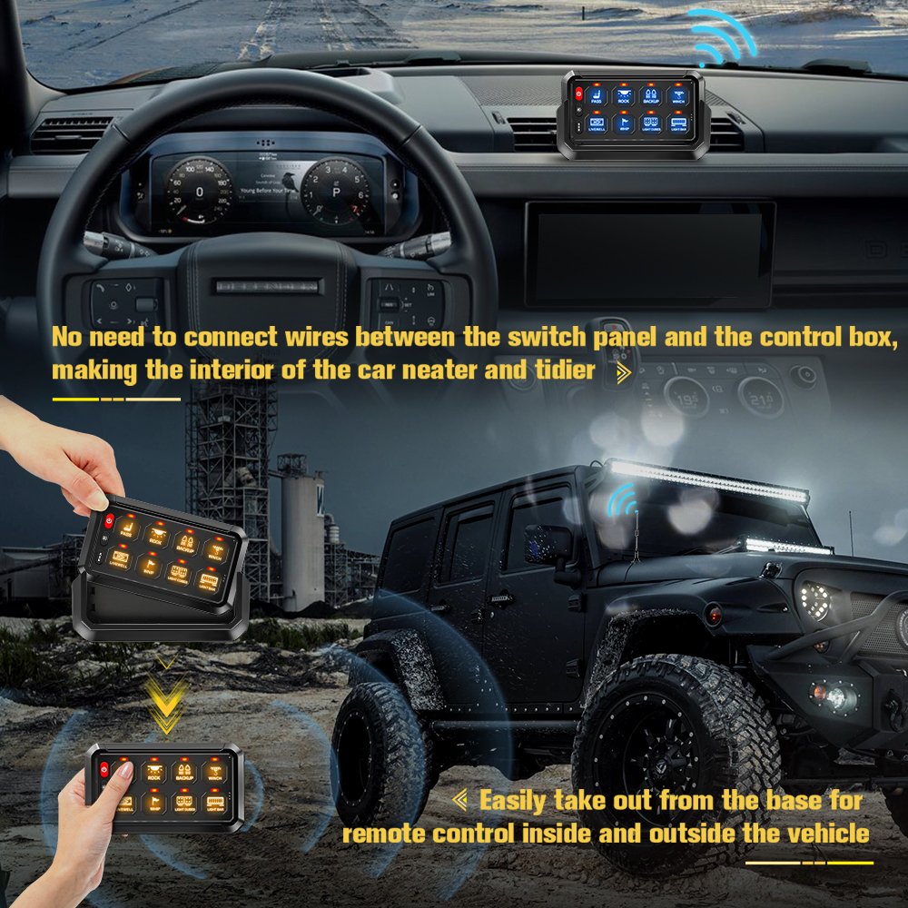Universal Circuit Control Box Button Switch Pod Touch Switch Box 8 Gang Switch Panel for Truck ATV UTV SUV Car