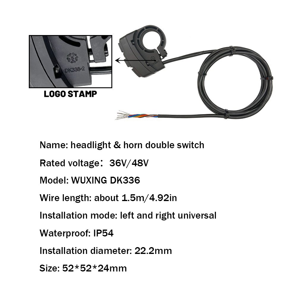 Electric Bicycle 12v-120v WuXing DK336 Switch Scooter Motorcycle Atv Horn Button Turn Signal Handlebar Controller Switch