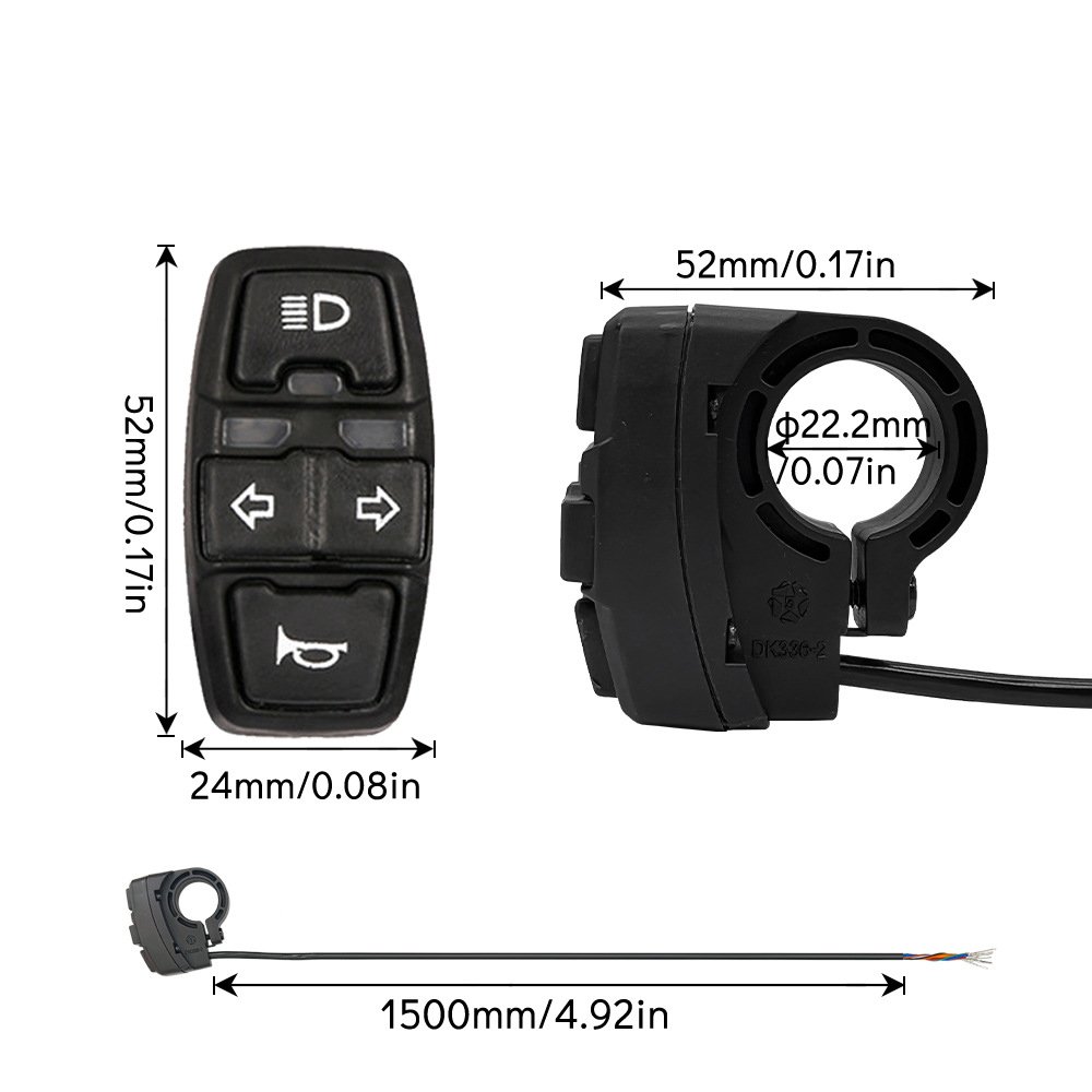 Electric Bicycle 12v-120v WuXing DK336 Switch Scooter Motorcycle Atv Horn Button Turn Signal Handlebar Controller Switch