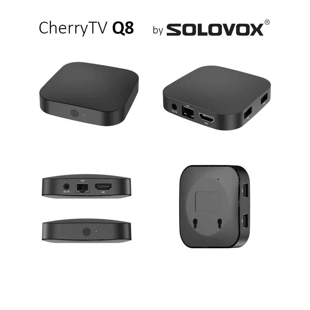 Q8 CherryTV ATV Android 11 High Performance Live TV Box 4G 32G by SOLOVOX MIMO WiFi BT5 DRM Widevine L1 S905Y4 Cherry Player