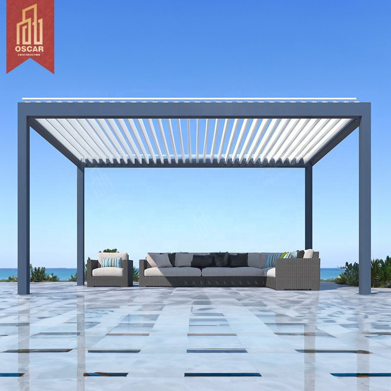 Patio Steel Outdoor Glass Conservatory Aluminum Roof Electric Pergola Retractable Awning Canopy
